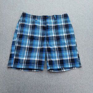 Pro Tour Golf Shorts Men's 34 inseam  Blue Gray‎ Plaid Blend Fabric